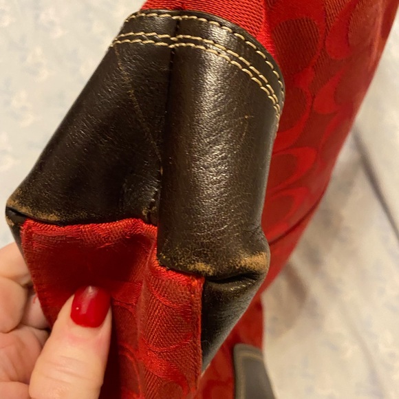 Coach Red Canvas Purse - Picture 2 of 9